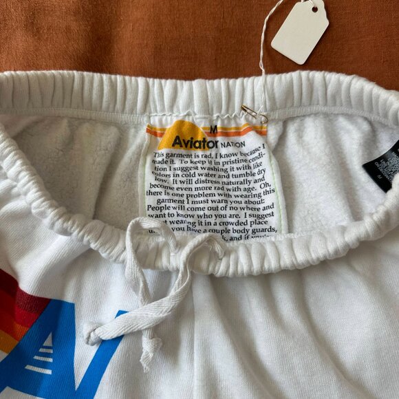 NWT AVIATOR NATION LOGO SWEATPANTS - WHITE MEDIUM - Picture 5 of 7